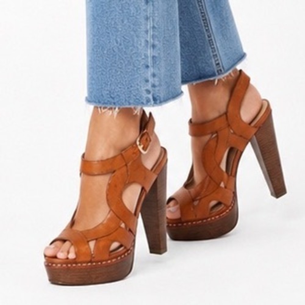Coach Vintage Y2K Tamara Vachetta Platform High Heel Sandals Women's Size 8.5